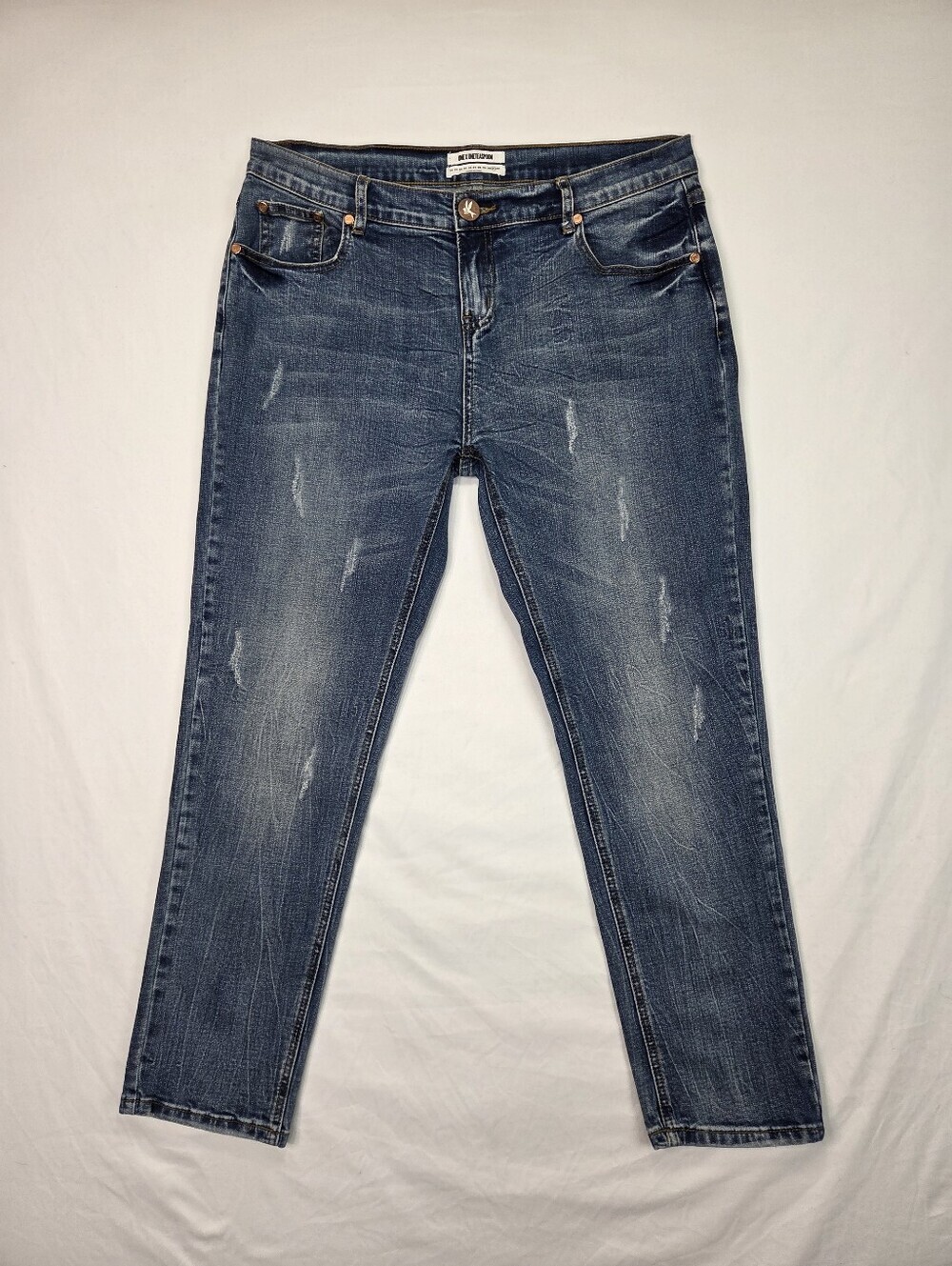 One Teaspoon Awesome Baggies Jeans Size 31 Distressed Relaxed Tapered Blue Denim